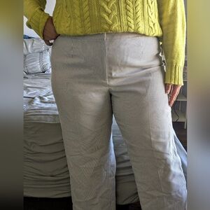 LeSuit Separates White Navy Striped Pants